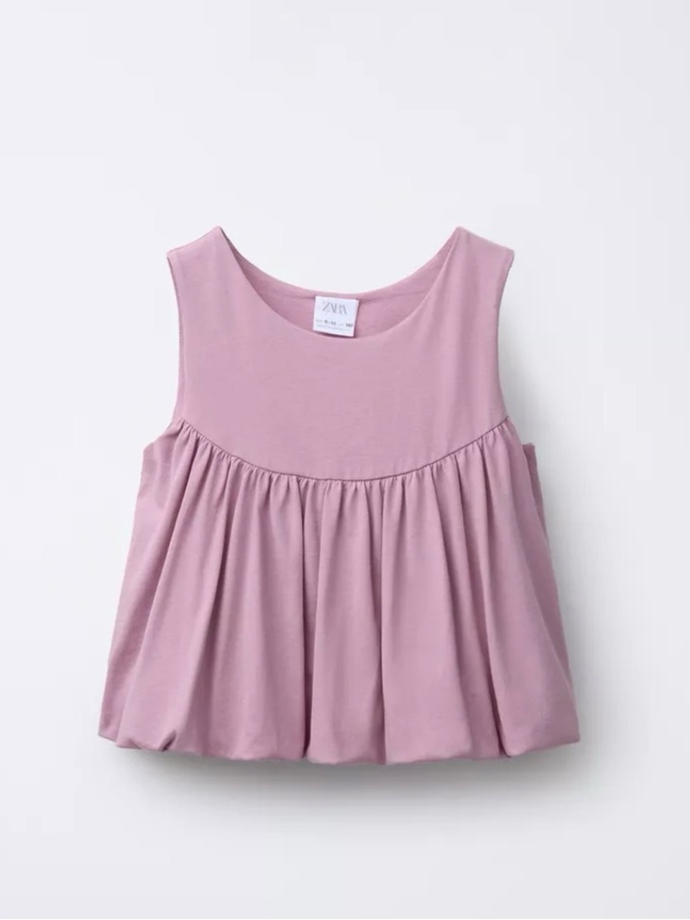 Zara Kids Girls Pink Sleeveless Cropped Balloon Cotton Shirt Size 9-10